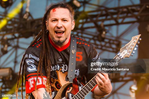 Zoltan Bathory member of the band Five Finger Death Punch performs live on stage at Autodromo de Interlagos on May 13, 2017 in Sao Paulo, Brazil.