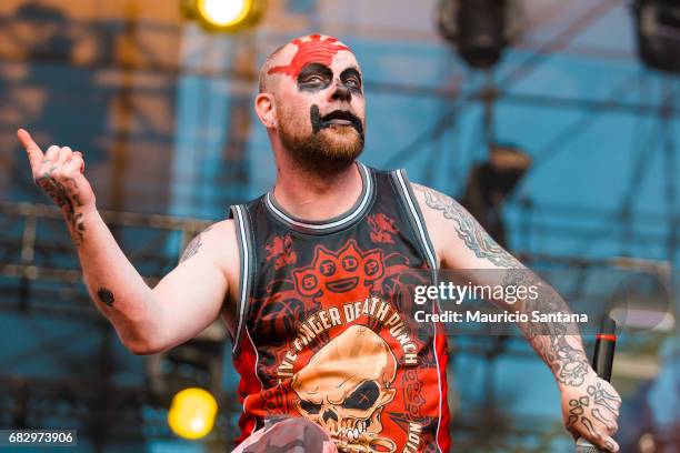 Ivan Moody member of the band Five Finger Death Punch performs live on stage at Autodromo de Interlagos on May 13, 2017 in Sao Paulo, Brazil.