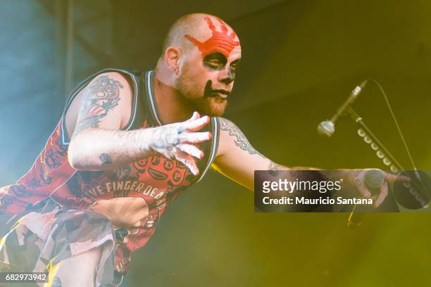 Ivan Moody member of the band Five Finger Death Punch performs live on stage at Autodromo de Interlagos on May 13, 2017 in Sao Paulo, Brazil.