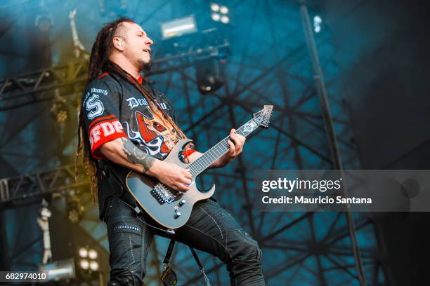 Zoltan Bathory member of the band Five Finger Death Punch performs live on stage at Autodromo de Interlagos on May 13, 2017 in Sao Paulo, Brazil.