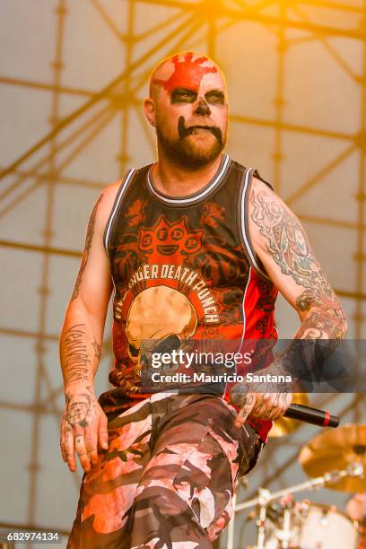 Ivan Moody member of the band Five Finger Death Punch performs live on stage at Autodromo de Interlagos on May 13, 2017 in Sao Paulo, Brazil.
