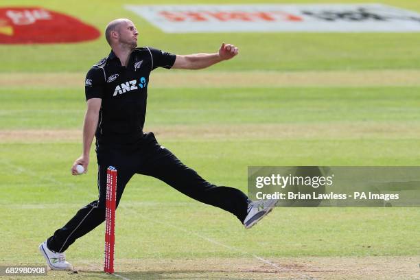 New Zealand's Seth Rance bowls during the One Day International Tri Nations Series match at Malahide Cricket Club Ground.