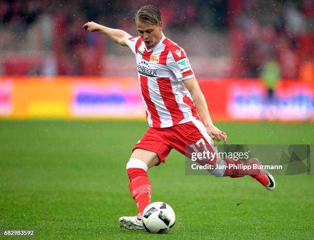 Simon Hedlund of 1 FC Union Berlin during the game between 1st FC Union Berlin and 1st FC Heidenheim on May 14, 2017 in Berlin, Germany.