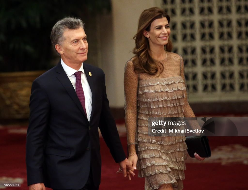Argentine President Mauricio Macri and his wife Juliana Awada arrive ...