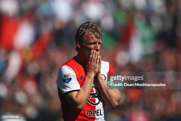 Captain, Dirk Kuyt of Feyenoord Rotterdam looks on during the Dutch Eredivisie match between Feyenoord Rotterdam and SC Heracles Almelo held at De...