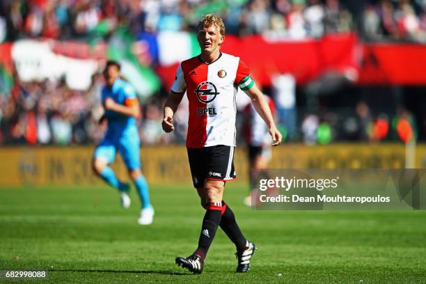 Captain, Dirk Kuyt of Feyenoord Rotterdam looks on during the Dutch Eredivisie match between Feyenoord Rotterdam and SC Heracles Almelo held at De...