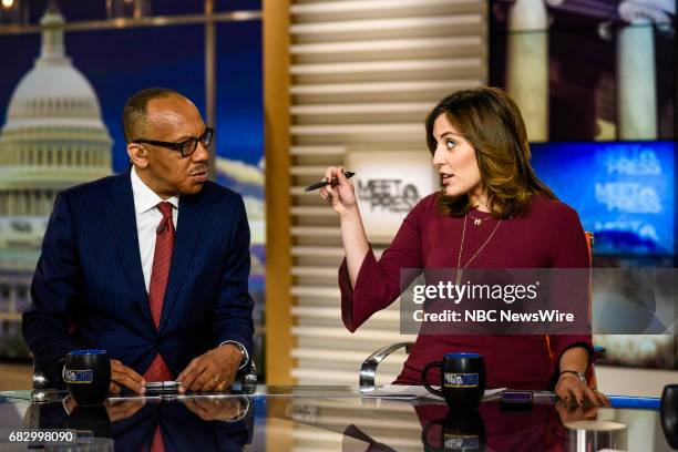 Pictured: Eugene Robinson, Columnist, The Washington Post and Hallie Jackson, NBC News Chief White House Correspondent, appear on "Meet the Press" in...