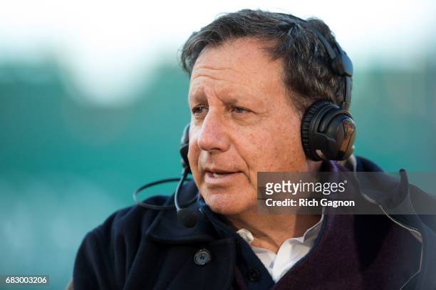 Tom Werner the chairman of the Boston Red Sox talk to the media before a game against the Tampa Bay Rays at Fenway Park on May 12, 2017 in Boston,...