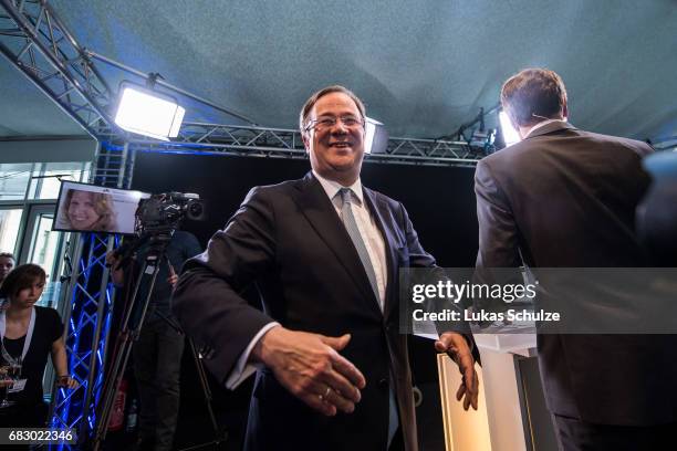 Armin Laschet, lead candidate of the German Christian Democrats , gives an interview after CDU won the state elections in North Rhine-Westphalia on...