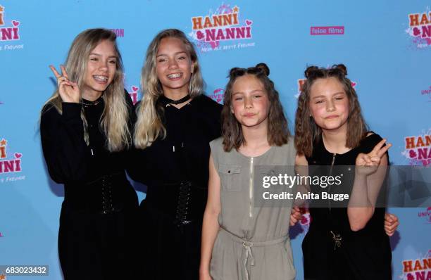 Lisa Mantler and Lena Mantler with Rosa Meinecke and Laila Meinecke attend the premiere of the film 'Hanni & Nanni - Mehr als beste Freunde' at Kino...