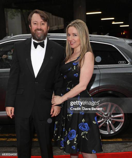 David Mitchell and Victoria Coren Mitchell arrive in an Audi at the BAFTA TV on Sunday 14 May 2017 on May 14, 2017 in London, United Kingdom.