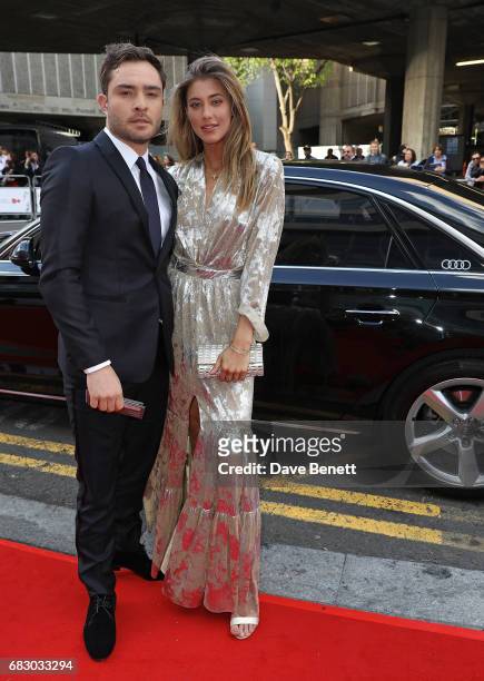 Ed Westwick and Jessica Serfaty arrive in an Audi at the BAFTA TV on Sunday 14 May 2017 on May 14, 2017 in London, United Kingdom.