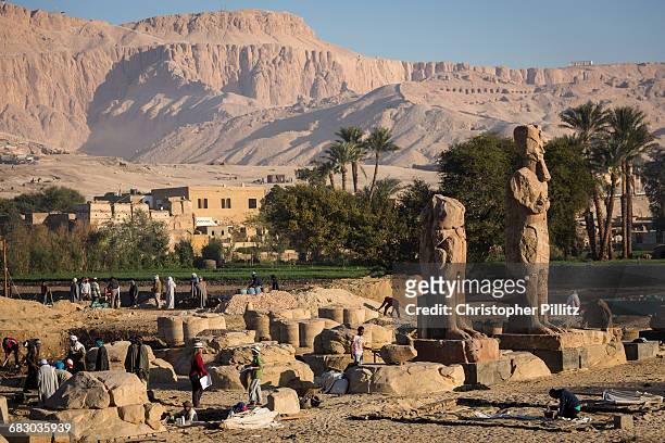 The Colossi of Memnon marks the eastern entrance of the Amenhotep III Temple in Thebes. Today it is one of the most important reconstruction projects...
