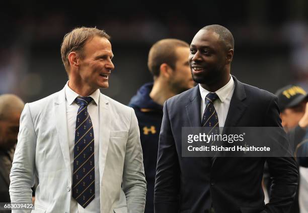 Teddy Sheringham, ex Tottenham Hotspur player and Ledley King, ex Tottenham Hotspur player speak during the closing ceremony after the Premier League...