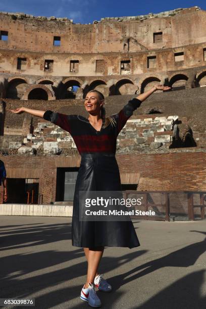 Maria Sharapova of Russia strikes a pose inside the Rome Colosseum on Day Two of The Internazionali BNL d'Italia 2017 at the Foro Italico on May 14,...