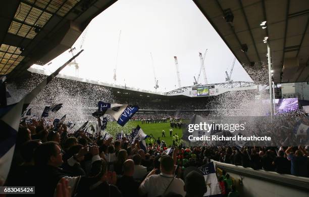 General view inside the stadium during the closing ceremony after the Premier League match between Tottenham Hotspur and Manchester United at White...