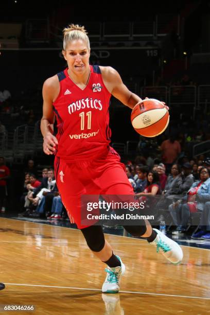 Elena Delle Donne of the Washington Mystics drives to the basket against the San Antonio Stars on May 14, 2017 at Verizon Center in Washington, DC....