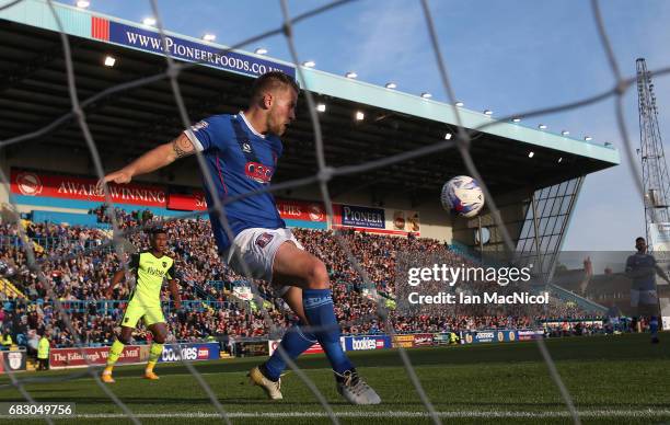 Danny Grainger of Carlisle United fails to stop David Wheeler of Exeter City scoring his team's third goal during the Sky Bet League Two match...