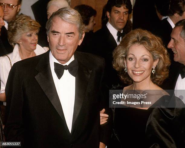 Gregory Peck and wife Veronique circa 1981 in Los Angeles, California.