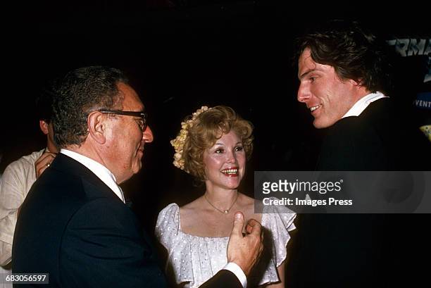 Henry Kissinger, Joanne Herring and Christopher Reeve circa 1981 in New York City.