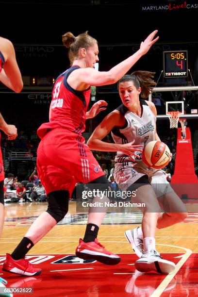 Haley Peters of the San Antonio Stars drives to the basket against the Washington Mystics on May 14, 2017 at Verizon Center in Washington, DC. NOTE...