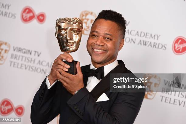 Cuba Gooding Jr, accepting the International award for 'The People Vs. OJ Simpson', poses in the Winner's room at the Virgin TV BAFTA Television...