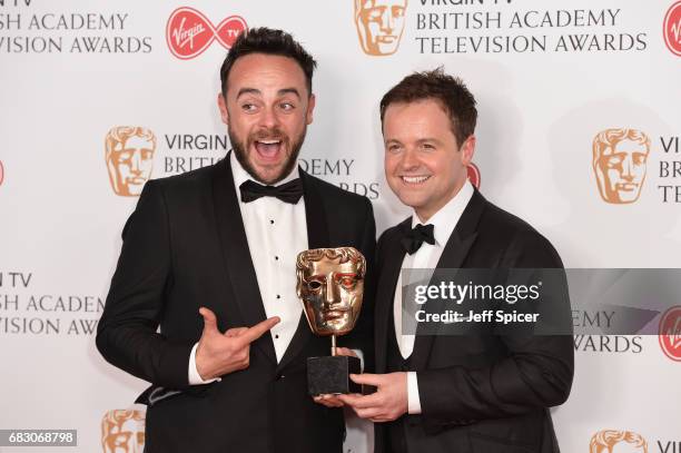 Anthony McPartlin and Declan Donnelly aka Ant and Dec, accepting the Live Event award for The Queens 90th Birthday Celebration, in the Winner's room...