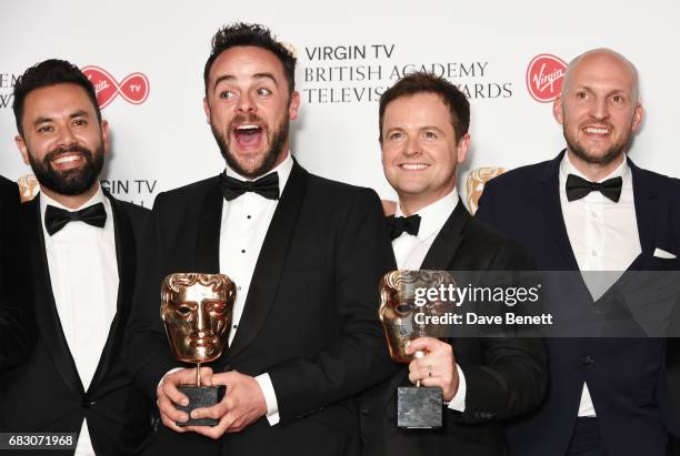 Anthony McPartlin and Declan Donnelly , winners of the Entertainment Programme award for "Ant and Dec's Saturday Night Takeaway" pose with cast and...