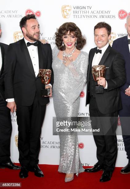 Dame Joan Collins poses with Anthony McPartlin and Declan Donnelly, winners of the Entertainment Programme award for 'Ant and Dec's Saturday Night...