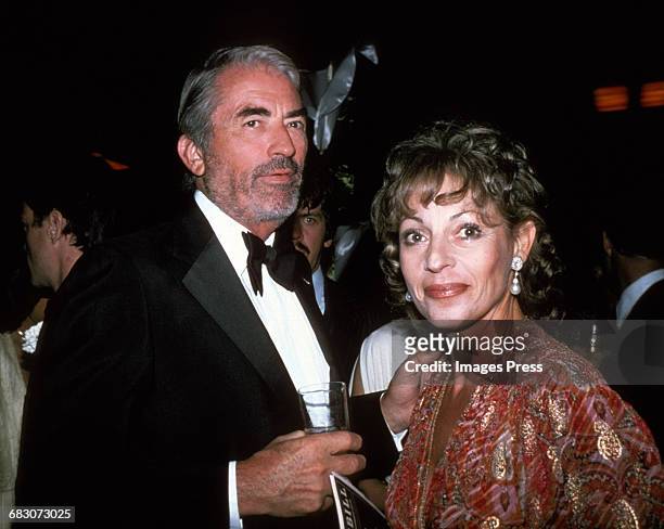 1980s: Gregory Peck and wife Veronique circa 1980s in New York City.
