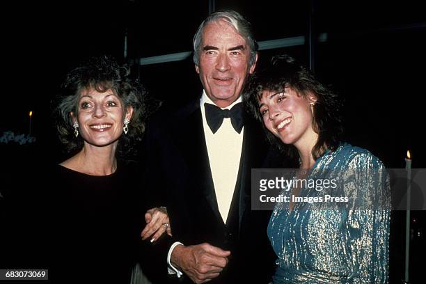1980s: Gregory Peck, wife Veronique and daughter Cecilia circa 1980s in New York City.