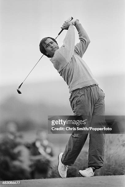Spanish golfer Seve Ballesteros pictured in action during competition to miss the cut in the 1990 Open Championship on the Old Course at St Andrews...