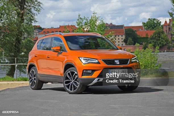 seat ateca on the street - automobile production at the seat factory stock pictures, royalty-free photos & images
