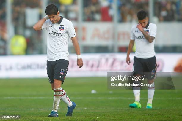 Julio Barroso of Colo Colo looks disappointed after a match between Colo Colo and Deportes Antofagasta as part of Torneo Clausura 2016-2017 at...