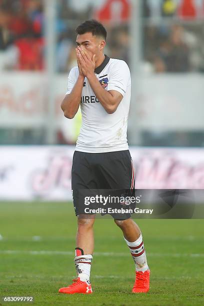 Gabriel Suazo of Colo Colo gestures after a match between Colo Colo and Deportes Antofagasta as part of Torneo Clausura 2016-2017 at Monumental...