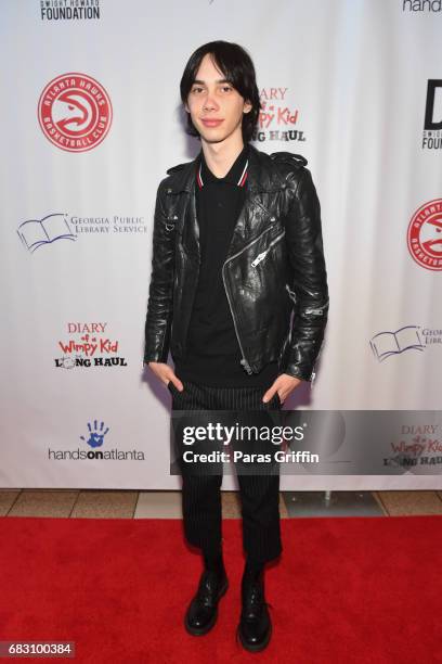 Actor Charlie Wright attends "Diary Of A Wimpy Kid: The Long Haul" Atlanta screening hosted by Dwight Howard at Regal Atlantic Station on May 14,...