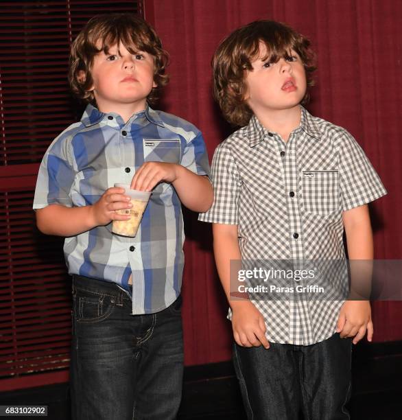 Actors Wyatt Walters and Dylan Walters attend "Diary Of A Wimpy Kid: The Long Haul" Atlanta screening hosted by Dwight Howard at Regal Atlantic...