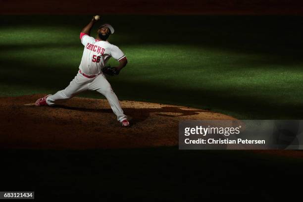 Relief pitcher Fernando Rodney of the Arizona Diamondbacks pitches against the Pittsburgh Pirates during the ninth inning of the MLB game at Chase...