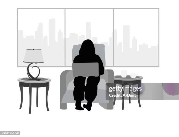 illustrations, cliparts, dessins animés et icônes de city apartment internet - fauteuil inclinable