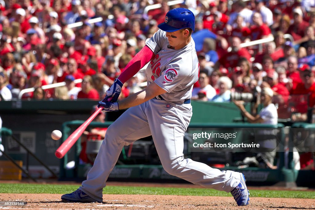 Louis Rizzo Baseball Chicago Cubs first baseman Anthony Rizzo at bat against the St. Louis ...