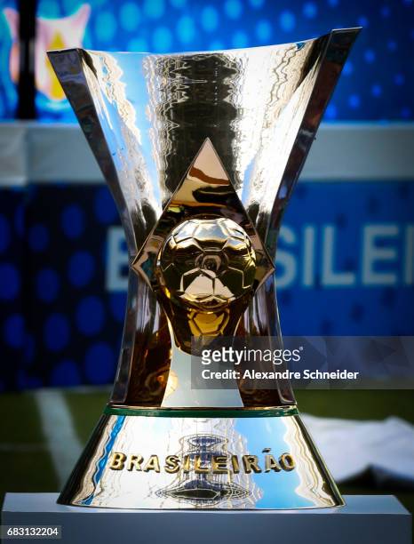 The trophy of the Brasileirao 2017 is showed before the match between Palmeiras and Vasco da Gama for the Brasileirao Series A 2017 at Allianz Parque...