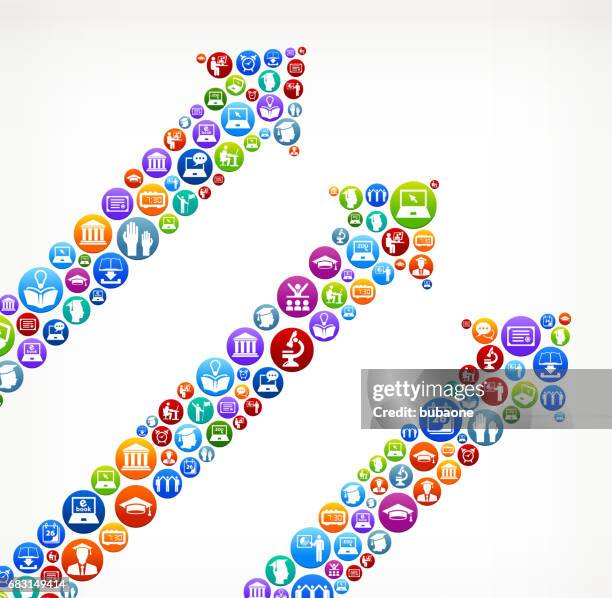 arrows e-learning and college education vector button pattern - high school student computer stock illustrations