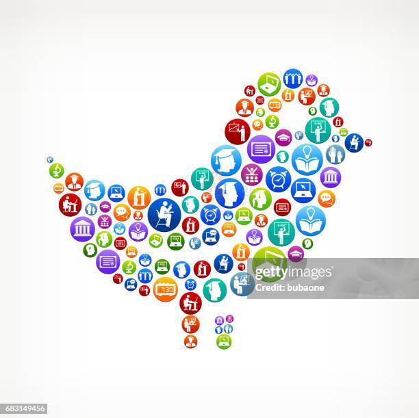 bird e-learning and college education vector button pattern - boy virtual school stock illustrations