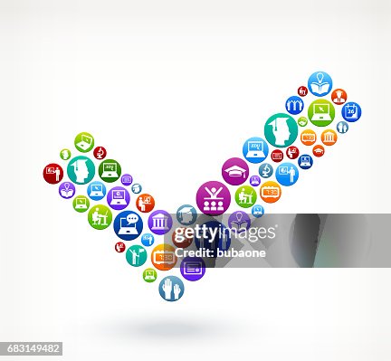 Check Mark Elearning And College Education Vector Button Pattern High ...