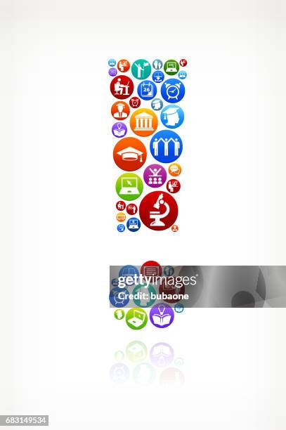 exclamation point e-learning and college education vector button pattern - high school student computer stock illustrations