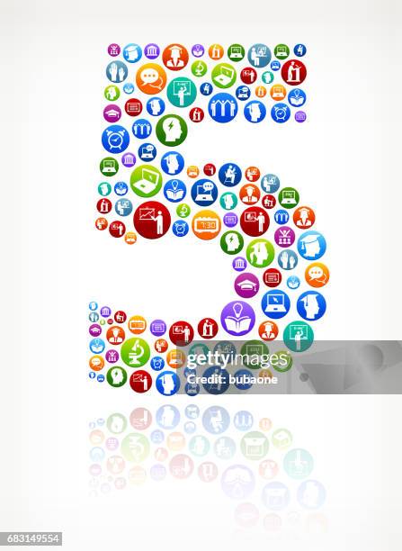 five e-learning and college education vector button pattern - middle school math stock illustrations