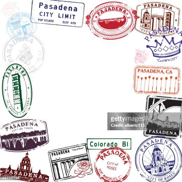 帕薩迪納加州古董郵票版式 - 帕薩迪納 幅插畫檔、美工圖案、卡通及圖標