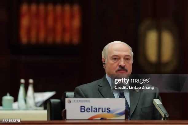 Belarus President Alexander Lukashenko attends the Roundtable Summit Phase One Sessions of Belt and Road Forum at the International Conference Center...