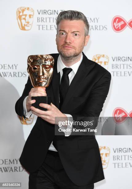 Charlie Brooker, winner of the Comedy Entertainment Programme for 'Charlie Brooker's 2016 Wipe', poses in the Winner's room at the Virgin TV BAFTA...