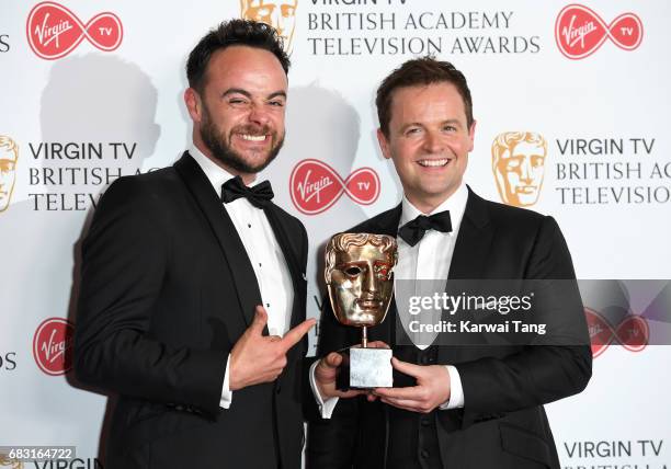 Ant McPartlin and Declan Donnelly with the Live Event award for The Queens 90th Birthday Celebration, in the Winner's room at the Virgin TV BAFTA...